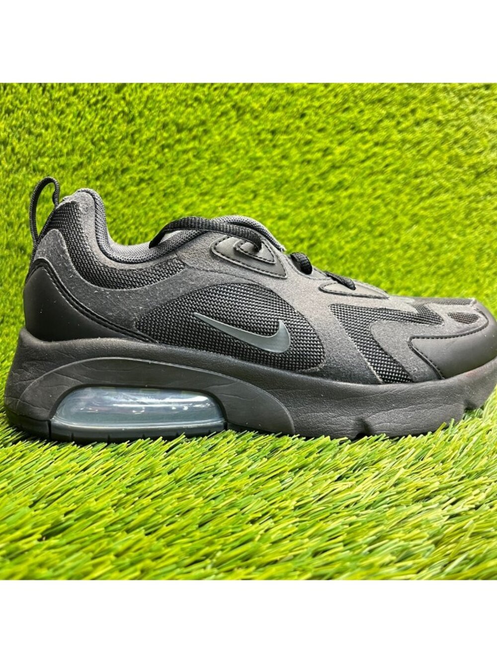 Nike Air Max 200 Boys Size 6.5Y Triple Black Athletic Running Shoes Sneakers‎